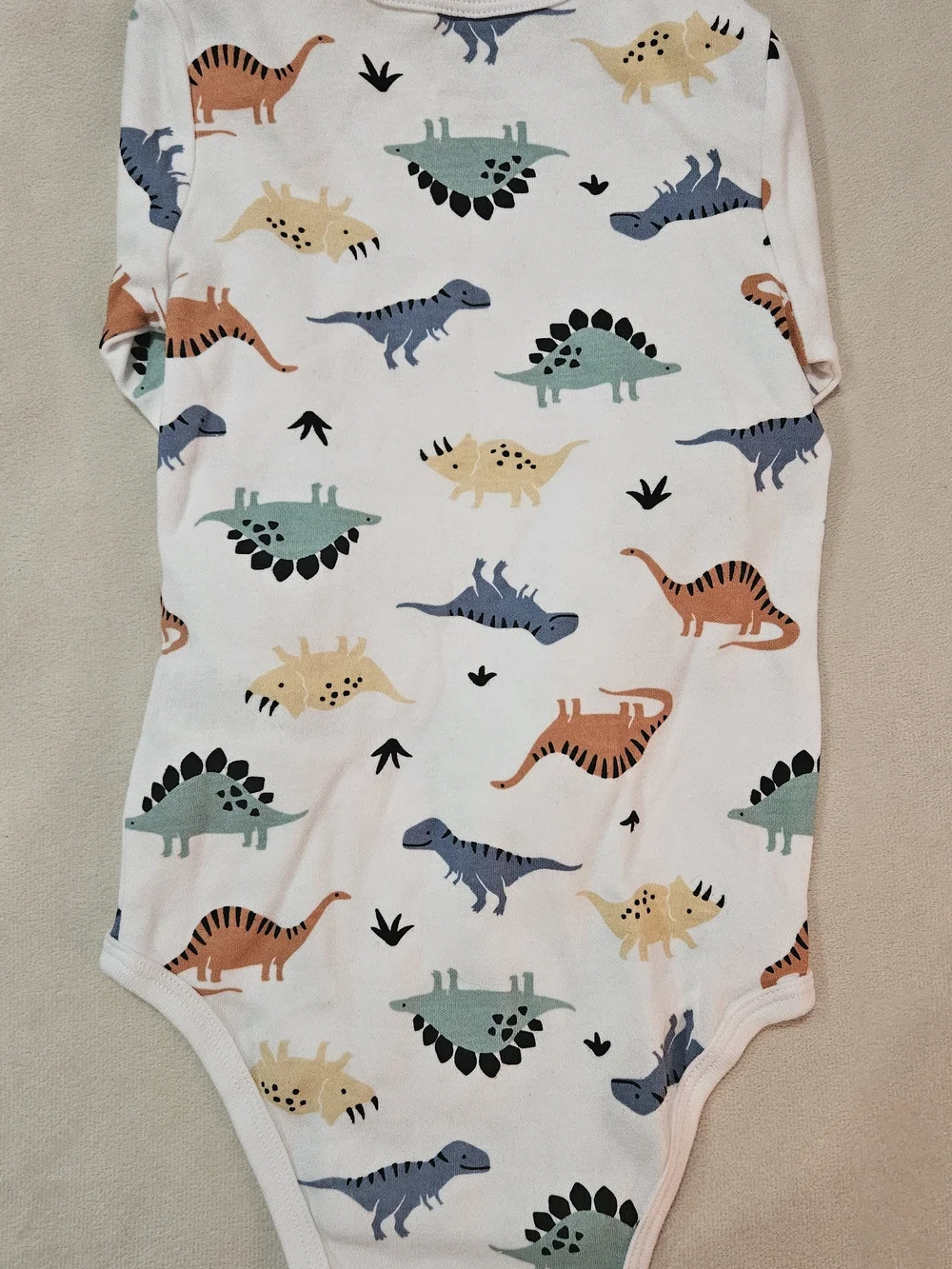 Pekkle White Long-Sleeve Dinosaur Bodysuit - 18 Months